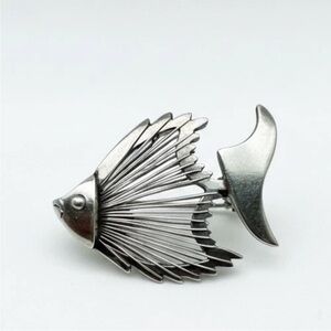 Vintage Sterling 925 Stamped Silver Wire Fish Brooch Pin Taxco Mexico Ta-116